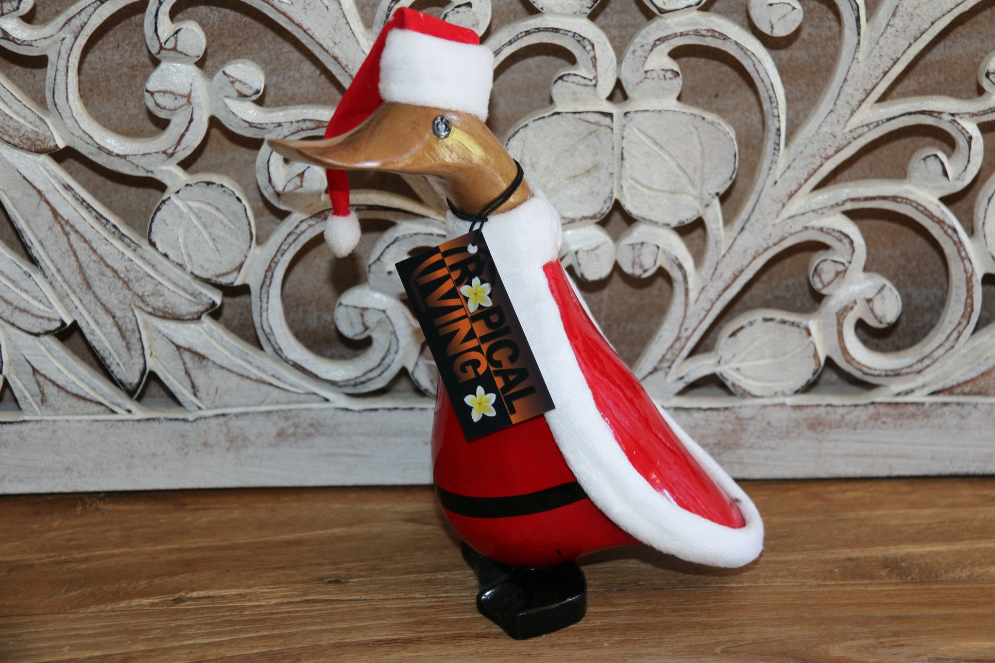 NEW Balinese Hand Carved Wooden Santa Duck - Bali Christmas Duck - Xma – Tropical Living QLD
